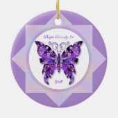 Paarse Butterfly 31 Keramisch Ornament (Achterkant)