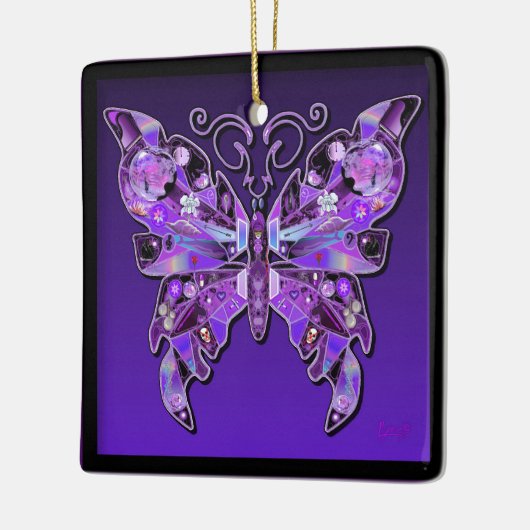 Paarse Butterfly 31 Keramisch Ornament (Links)