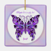 Paarse Butterfly 31 Keramisch Ornament (Achterkant)