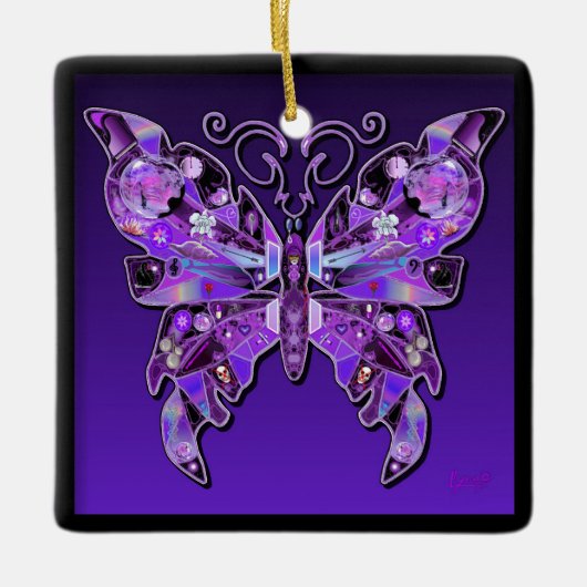 Paarse Butterfly 31 Keramisch Ornament (Voorkant)