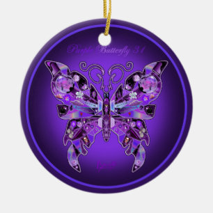 Paarse Butterfly 31 Keramisch Ornament