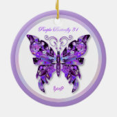 Paarse Butterfly 31 Keramisch Ornament (Achterkant)