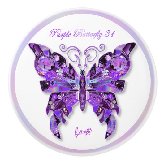 Paarse Butterfly 31 Keramische Knob Keramische Knop (Voorkant)