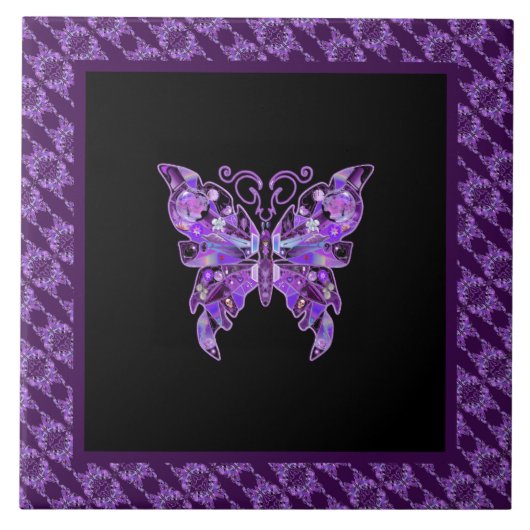 Paarse Butterfly 31 Keramische Tegel Tegeltje (Voorkant)