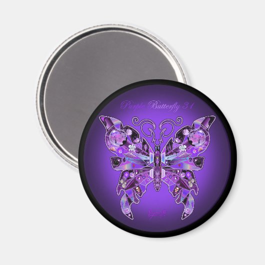 Paarse Butterfly 31 Magnet (Voorkant / Achterkant)