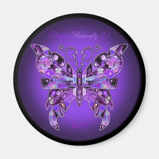 Paarse Butterfly 31 Magnet (Voorkant)
