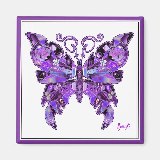 Paarse Butterfly 31 Magnet (Voorkant)