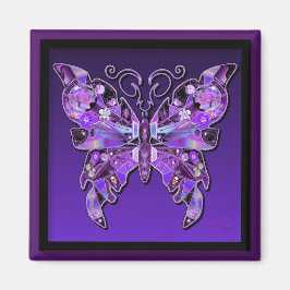 Paarse Butterfly 31 Magnet