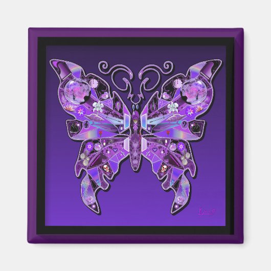 Paarse Butterfly 31 Magnet (Voorkant)