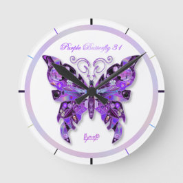 Paarse Butterfly 31  Ronde Klok