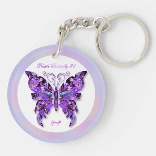 Paarse Butterfly 31 Sleutelhanger (Achterkant)