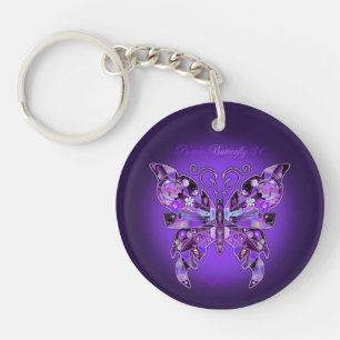 Paarse Butterfly 31 Sleutelhanger