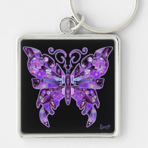 Paarse Butterfly 31 Sleutelhanger