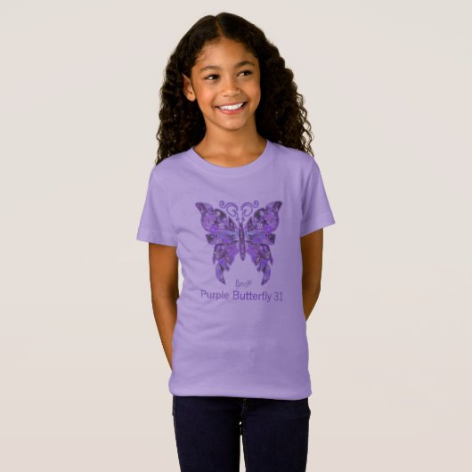 Paarse Butterfly 31 soft T-Shirt (Voorkant volledig)