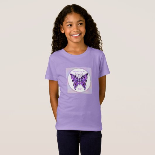 Paarse Butterfly 31 soft T-Shirt (Voorkant volledig)