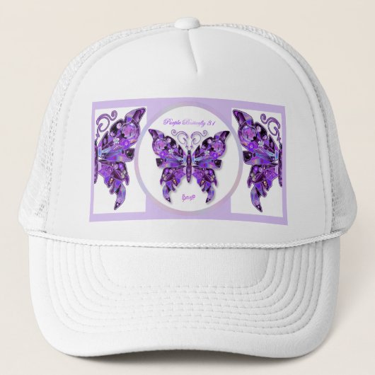 Paarse Butterfly 31 Trucker Hat Trucker Pet (Voorkant)