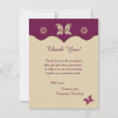 Paarse Butterfly 4x5 Flat Wedding Dank u kaart (Voorkant)