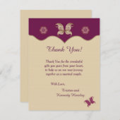 Paarse Butterfly 4x5 Flat Wedding Dank u kaart (Voorkant / Achterkant)