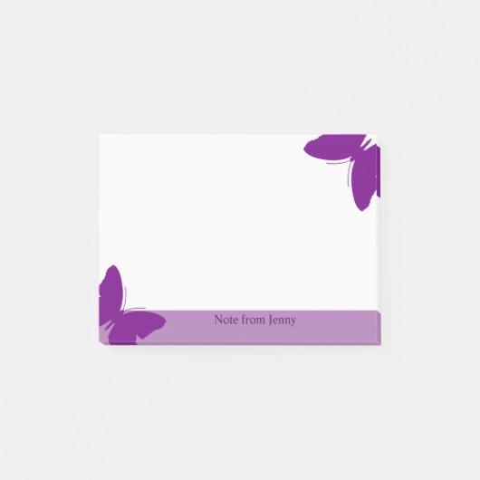 Paarse Butterfly aangepaste tekst Paarse achtergro Post-it® Notes (Voorkant)