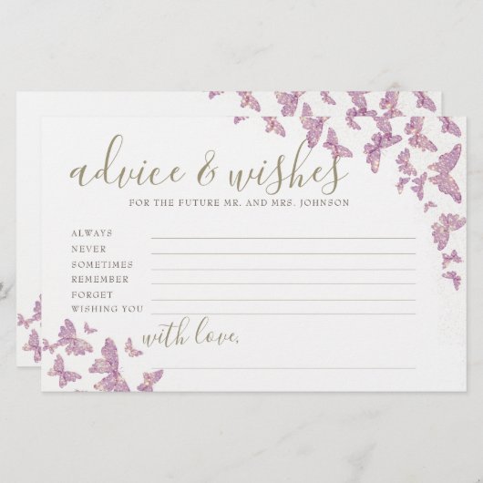 Paarse butterfly Advice Game de heer Mrs. Vrijgeze Briefpapier (Voorkant / Achterkant)