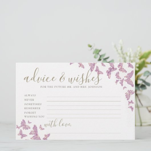 Paarse butterfly Advice Game de heer Mrs. Vrijgeze Briefpapier (Staand voorkant)