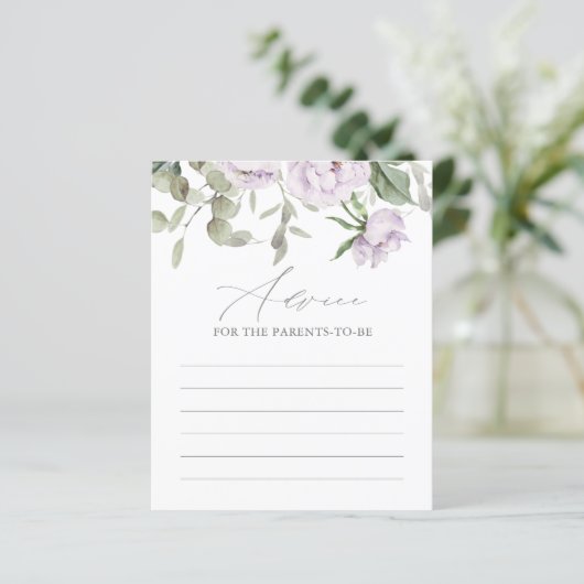Paarse butterfly Baby shower Advice Kaart (Staand voorkant)