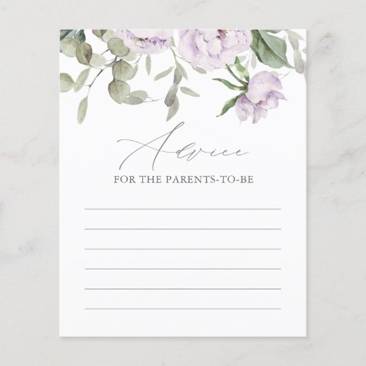 Paarse butterfly Baby shower Advice Kaart (Voorkant)