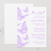 Paarse Butterfly Baby Shower-uitvindingen Kaart (Voorkant / Achterkant)