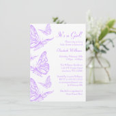 Paarse Butterfly Baby Shower-uitvindingen Kaart (Staand voorkant)