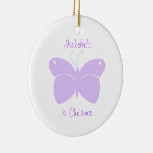 Paarse Butterfly Baby's eerste kerstsieraad Keramisch Ornament (Rechts)