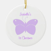 Paarse Butterfly Baby's eerste kerstsieraad Keramisch Ornament (Voorkant)