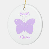 Paarse Butterfly Baby's eerste kerstsieraad Keramisch Ornament (Links)