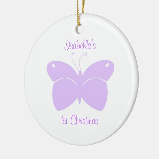 Paarse Butterfly Baby's eerste kerstsieraad Keramisch Ornament (Links)