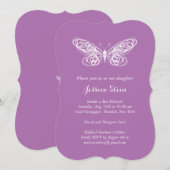 Paarse Butterfly Bat Mitzvah Uitnodiging (Voorkant / Achterkant)