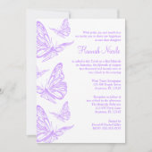  Paarse Butterfly Bat Mitzvah Uitnodigingen (Voorkant)