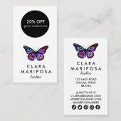 Paarse Butterfly Beauty Yoga Makeup Wellness Kortingskaartje (Voorkant / Achterkant)