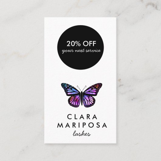 Paarse Butterfly Beauty Yoga Makeup Wellness Kortingskaartje (Voorkant)