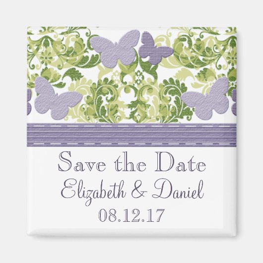 Paarse Butterfly bespaart de Datum Magnet (Voorkant)