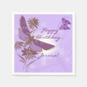 Paarse Butterfly Birthday Napkins Servet (Voorkant)