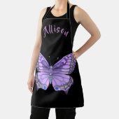 Paarse Butterfly Black Vrouwennaam Schort (Insitu)