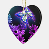 Paarse Butterfly Daisy Keramisch Ornament (Links)