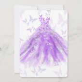 Paarse Butterfly Dance Dress Silver Quinceañera 15 Kaart (Achterkant)