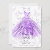 Paarse Butterfly Dance Dress Sweet 16 Party Kaart (Voorkant)