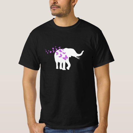 Paarse Butterfly Emoji, vlinder met olifant T-shirt (Voorkant)