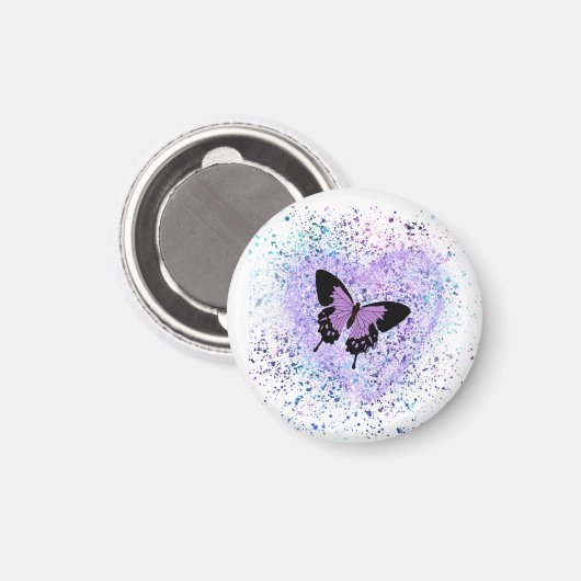 Paarse Butterfly en Paint Magnet (Voorkant / Achterkant)