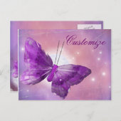 Paarse Butterfly Fantasy Moon Design Briefkaart (Voorkant / Achterkant)