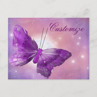 Paarse Butterfly Fantasy Moon Design Briefkaart