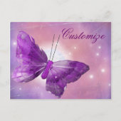 Paarse Butterfly Fantasy Moon Design Briefkaart (Voorkant)