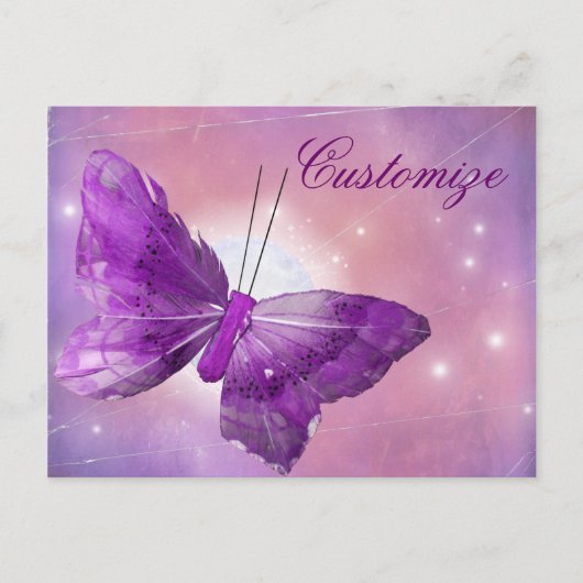 Paarse Butterfly Fantasy Moon Design Briefkaart (Voorkant)