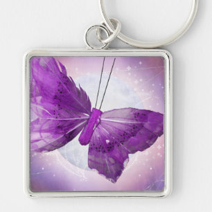 Paarse Butterfly Fantasy Moon Design Sleutelhanger